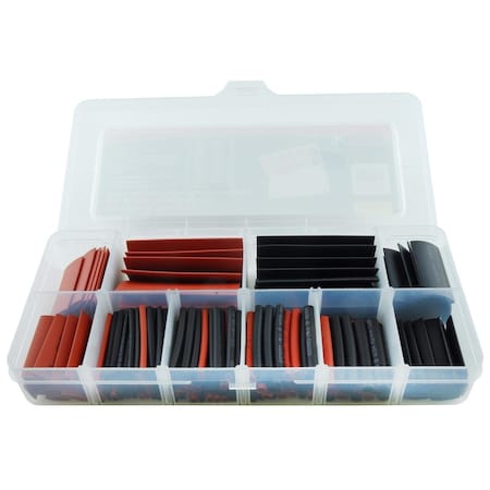 K-Tool International Heat Shrink Tube Assortment, 2:1 I.D. Shrink Ratio, Black, Red, 45 mm, 75 mm KTI00033